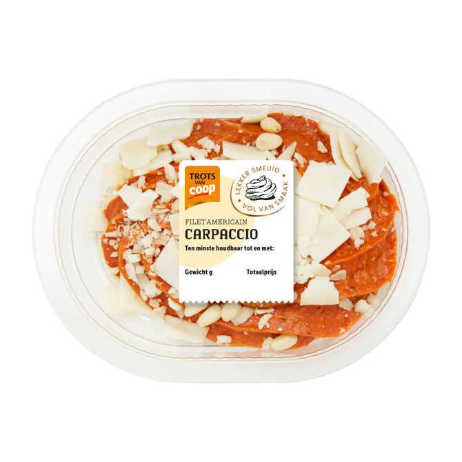 Trots van Coop filet americain carpaccio
