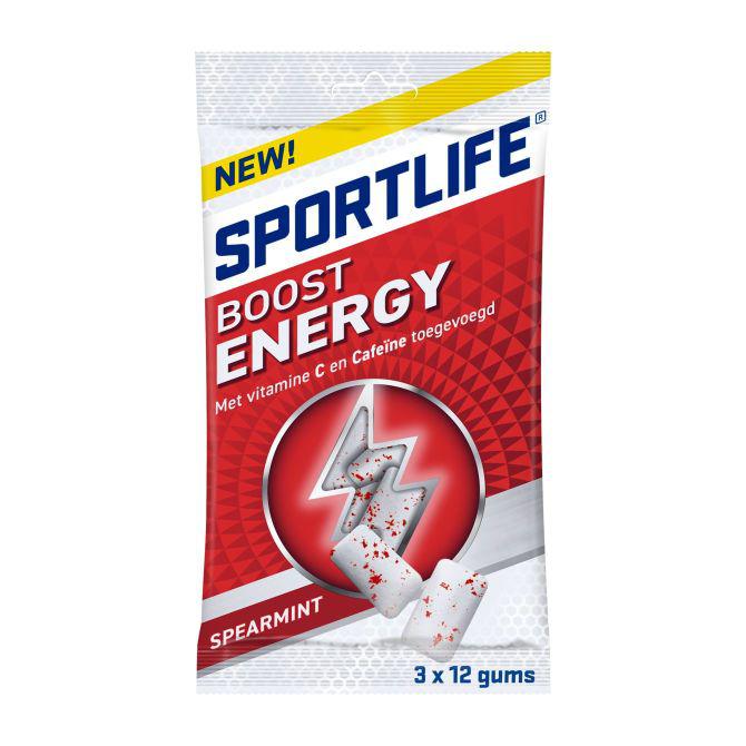 Sportlife Boost energy spearmint 3-pack suikervrije kauwgom