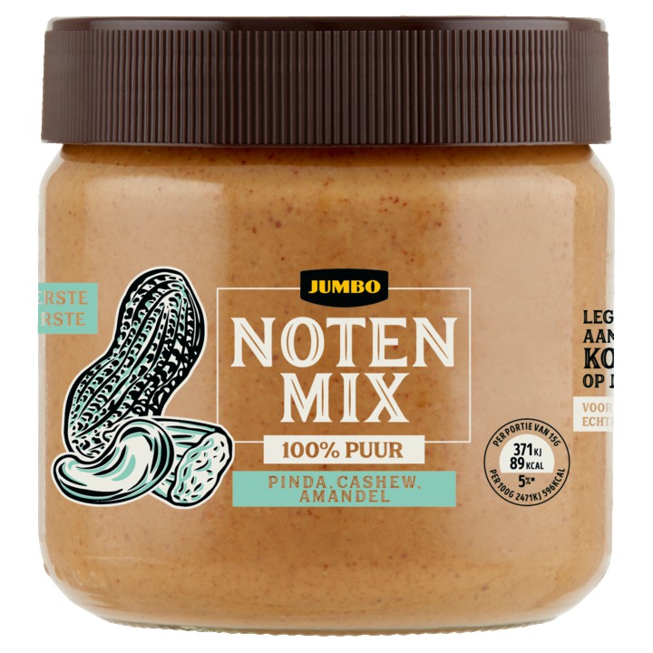 Jumbo 100% Notenpasta, met stuksjes Pinda, Cashew en Amandel 350g