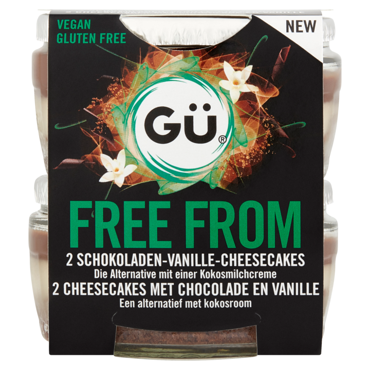 G&amp;uuml; Free from Gluten Cheesecakes met Chocolade en Vanille 2 x 82g