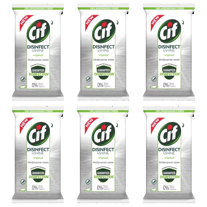 Cif Disinfect &amp;amp; Shine Wipes Original 6 x 60 doekjes