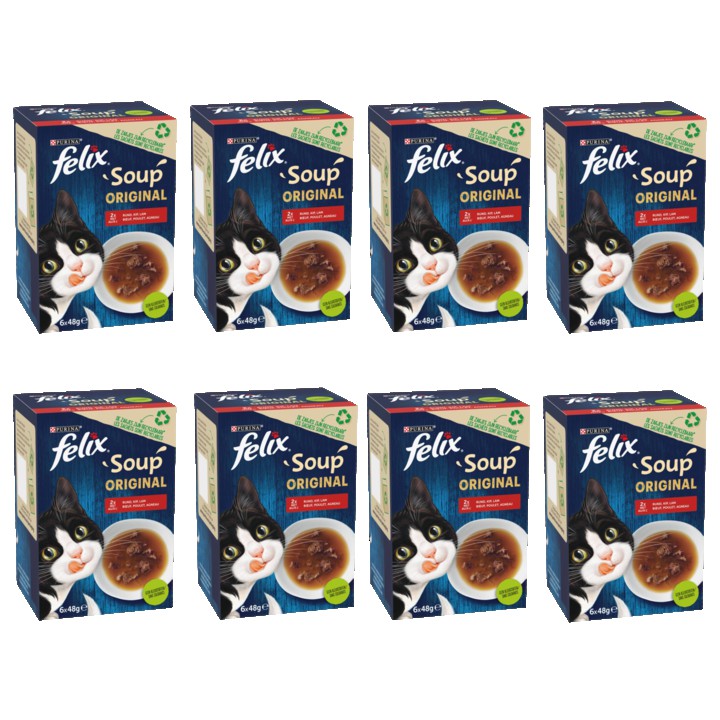Felix Soup Farm Selectie met Rund, Kip en Lam Kattensoep 8 x 6 x 48g