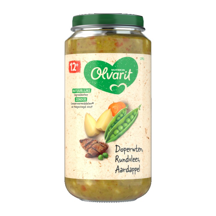 Olvarit Doperwten Rundvlees Aardappel 12+ Maanden 250g