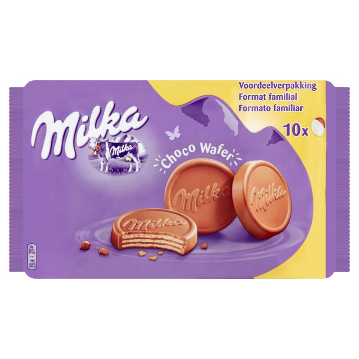 Milka Choco Wafer Chocolade Koekjes Voordeelverpakking 10 Stuks