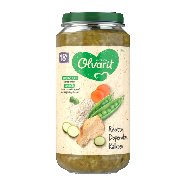 Olvarit Risotto Doperwten Kalkoen 18+ Maanden 250g