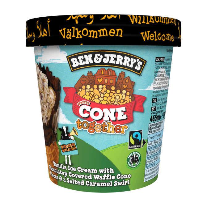 Ben &amp; Jerry&#039;s Ijs cone together dessert