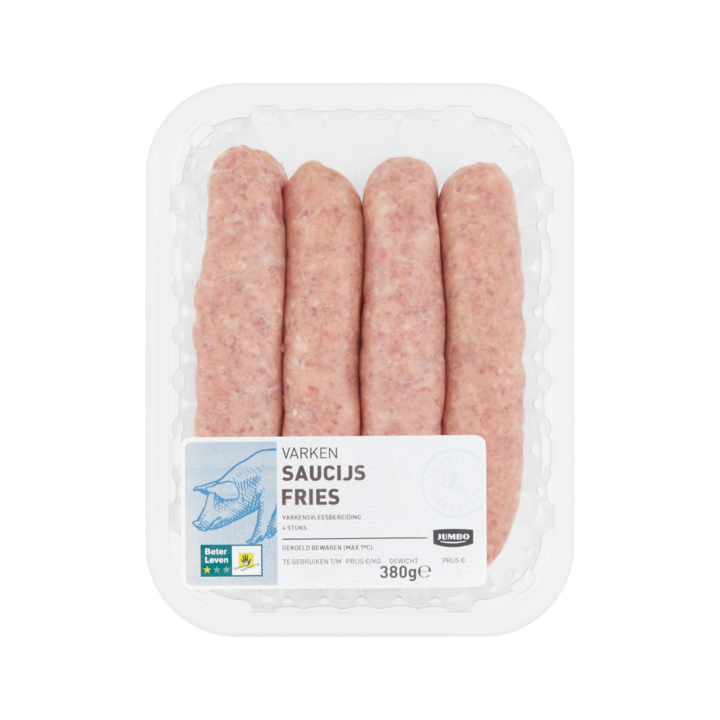Jumbo Saucijs Fries Varken 4 Stuks 380g