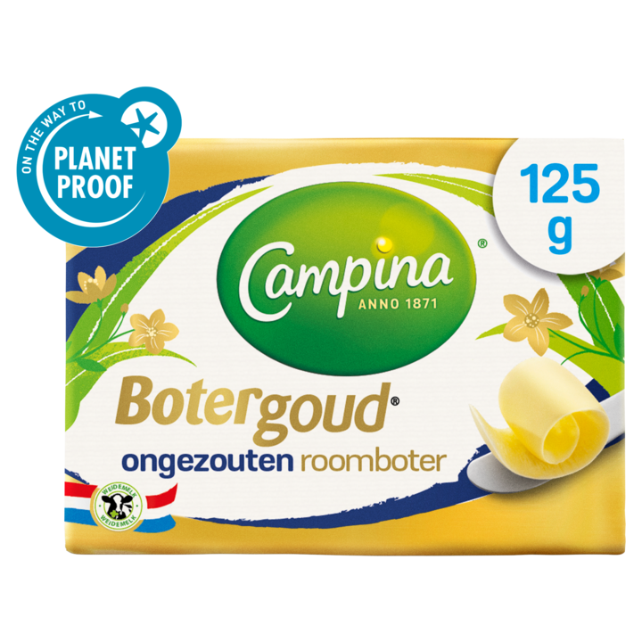 Campina Botergoud Ongezouten Roomboter Wikkel 125g