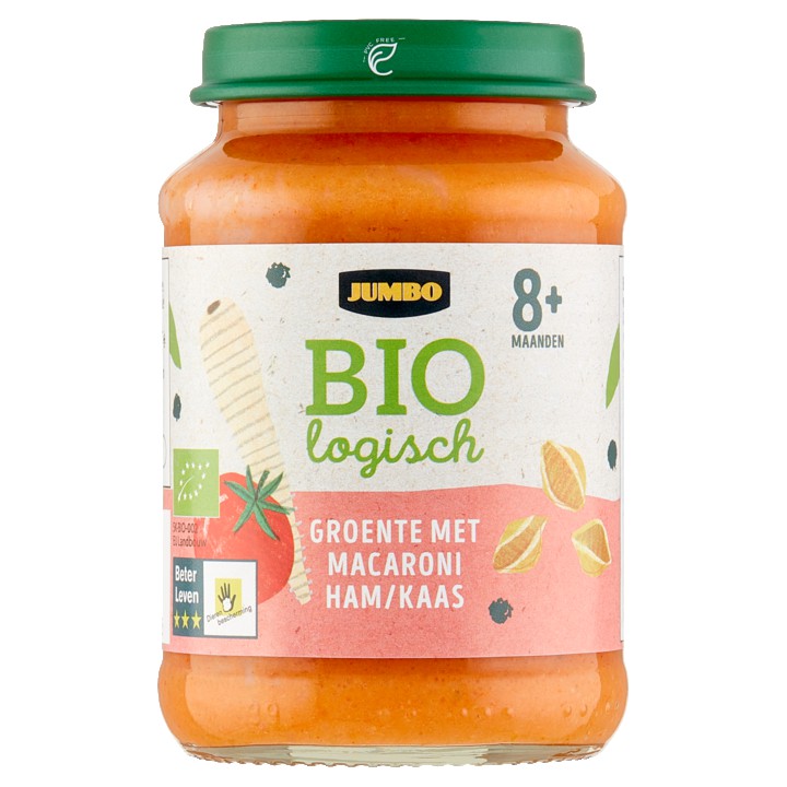 Jumbo Biologisch Groente met Macaroni Ham/Kaas 8+ Maanden 190g