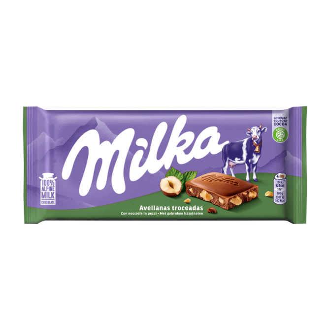Milka Chocolade Reep met Gebroken Hazelnoten 100 g