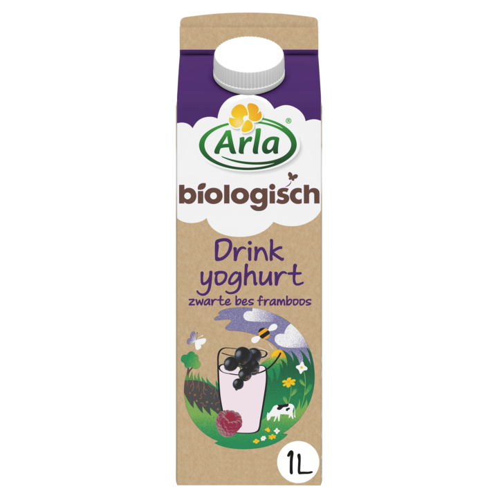 Arla Biologisch Drinkyoghurt Zwarte Bes &amp;amp; Framboos 0,3% Vet 1L