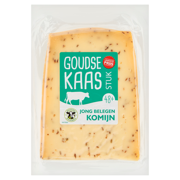 Goudse Kaas 48+ Jong Belegen Komijn Stuk 450g