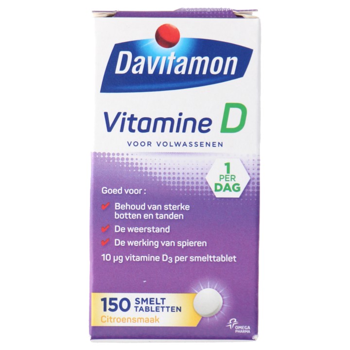Davitamon Vitamine D smelttabletten voor volwassenen, 150 stuks