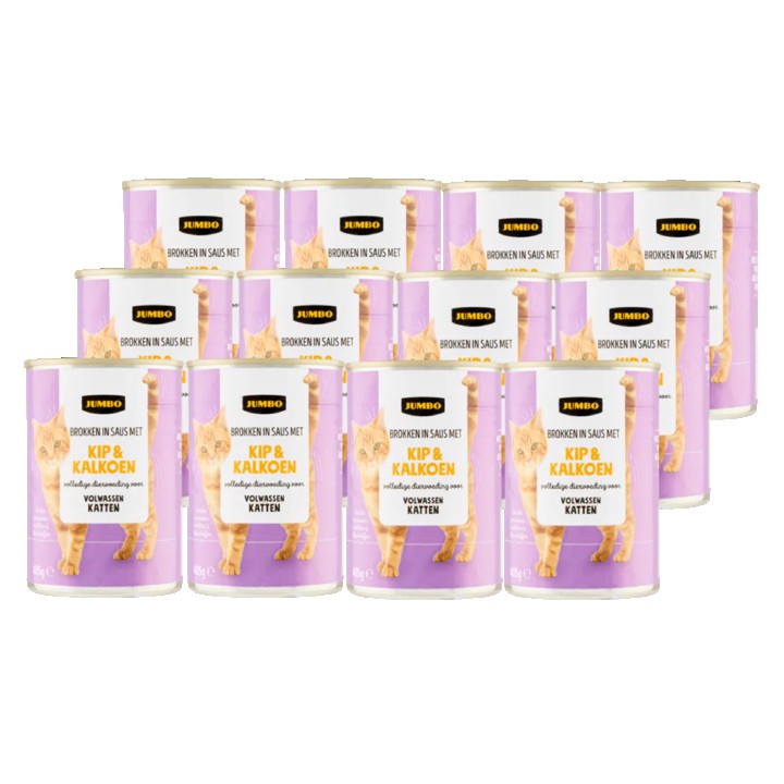 Jumbo Kattenbrokjes In Saus met Kip en Kalkoen 12 x 405g