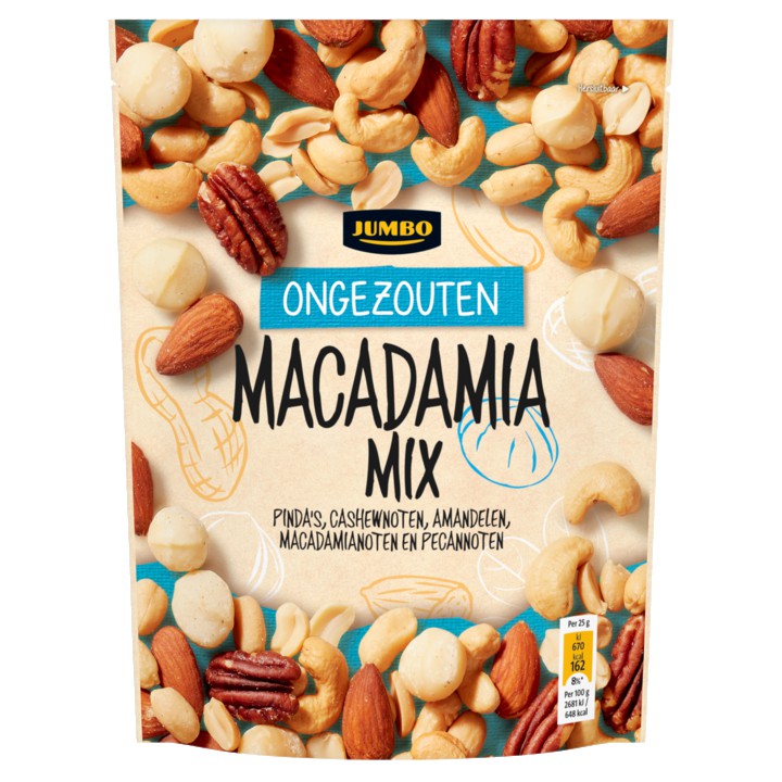 Jumbo Ongezouten Macadamia Mix 200g