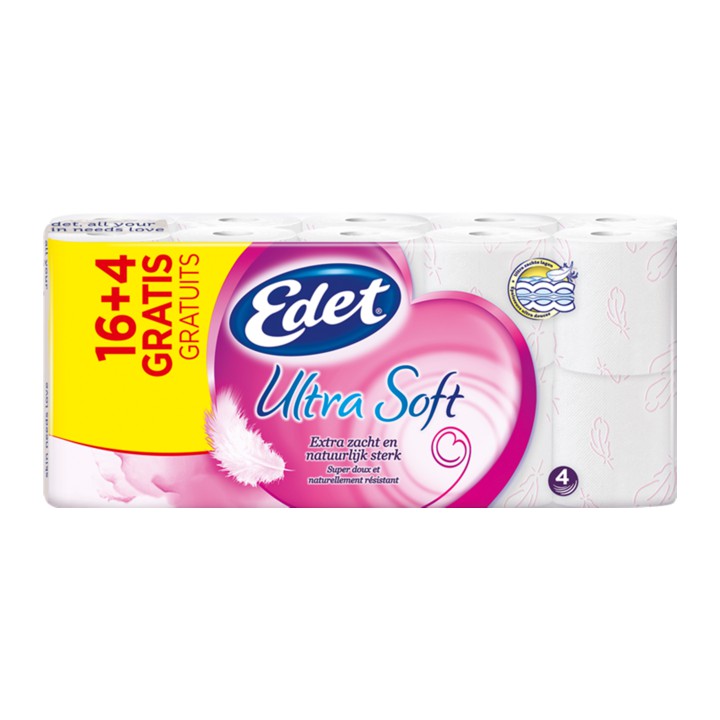 Edet Ultra Soft 4-Laags Toiletpapier 16 + 4 Gratis Rollen