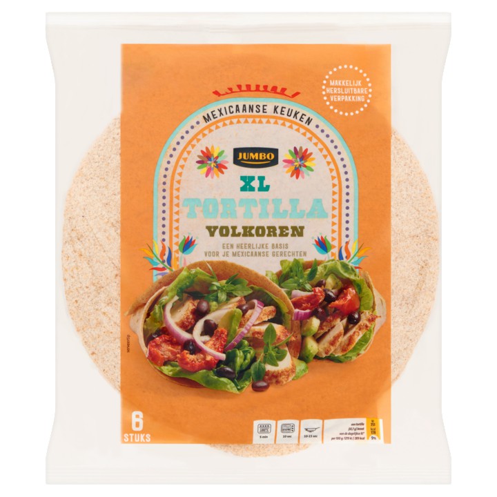 Jumbo XL Tortilla Volkoren 6 Stuks 370g