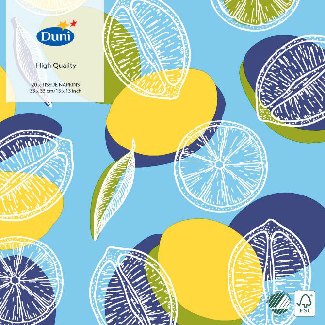 Duni Servetten 33 x 33 cm limone