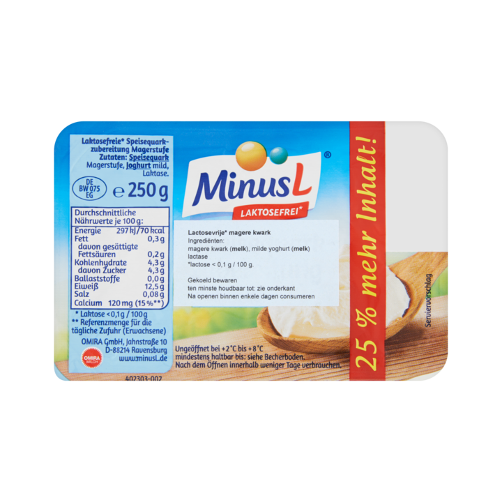 MinusL Lactosevrije Magere Kwark 250g