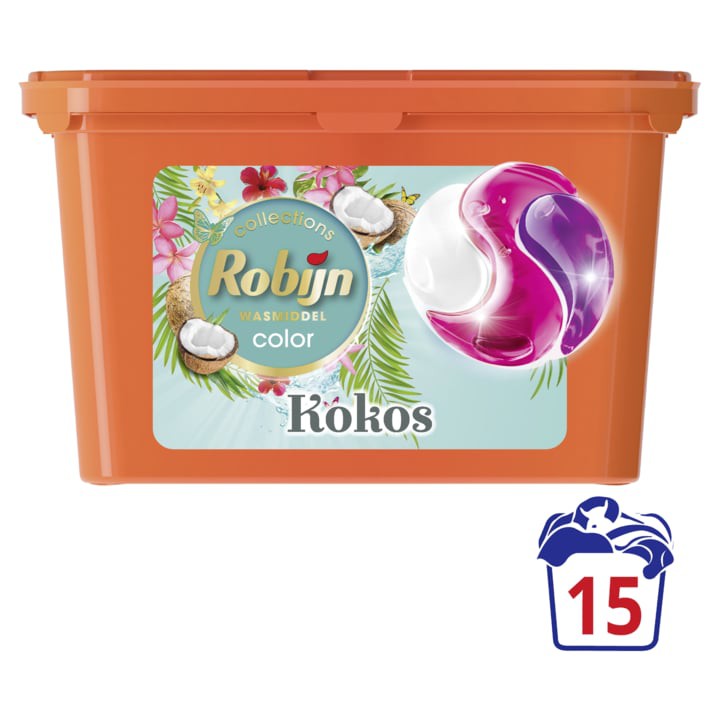 Robijn Collections Wasmiddel Color 3 in 1 Capsules Kokos 259,5 g 15 Wasbeurten