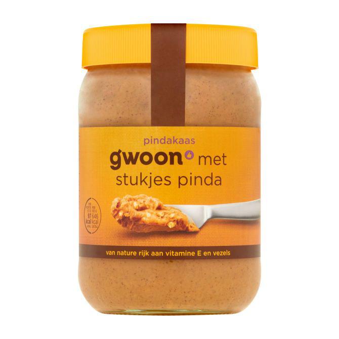 g&#039;woon Pindakaas stukjes pinda groot