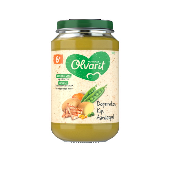Olvarit Doperwten Kip Aardappel 6+ Maanden 200g