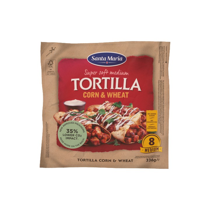 Santa Maria Tortilla Wraps Corn&amp;amp;Wheat Medium 8 Stuks 336g