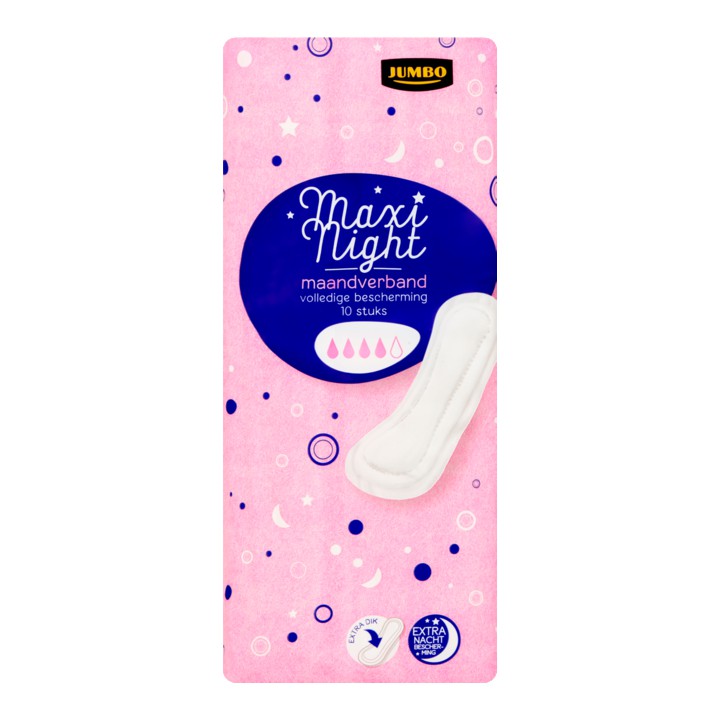 Jumbo Maandverband Maxi Night 10 Stuks
