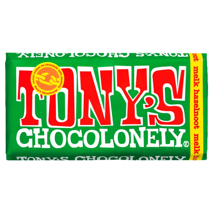 Tony&amp;#x27;s Chocolonely Melk Chocolade reep Hazelnoot 180g