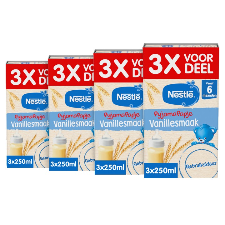 Nestl&amp;eacute; PyjamaPapje&amp;reg; Vanille 6+ Baby Pap 4 x 3 stuks