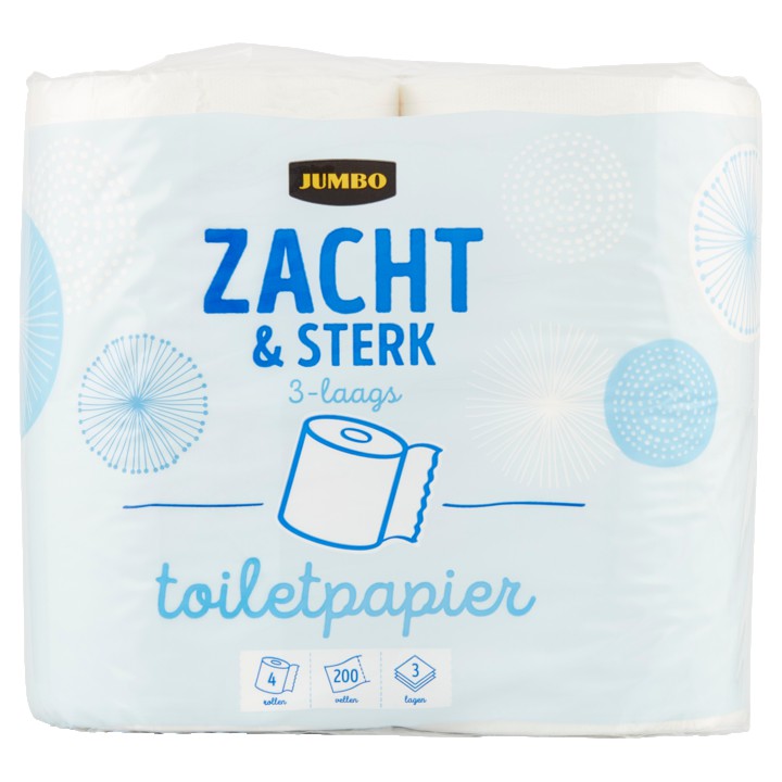 Jumbo Toiletpapier Zacht &amp;amp; Sterk 3-Laags 4 Rollen