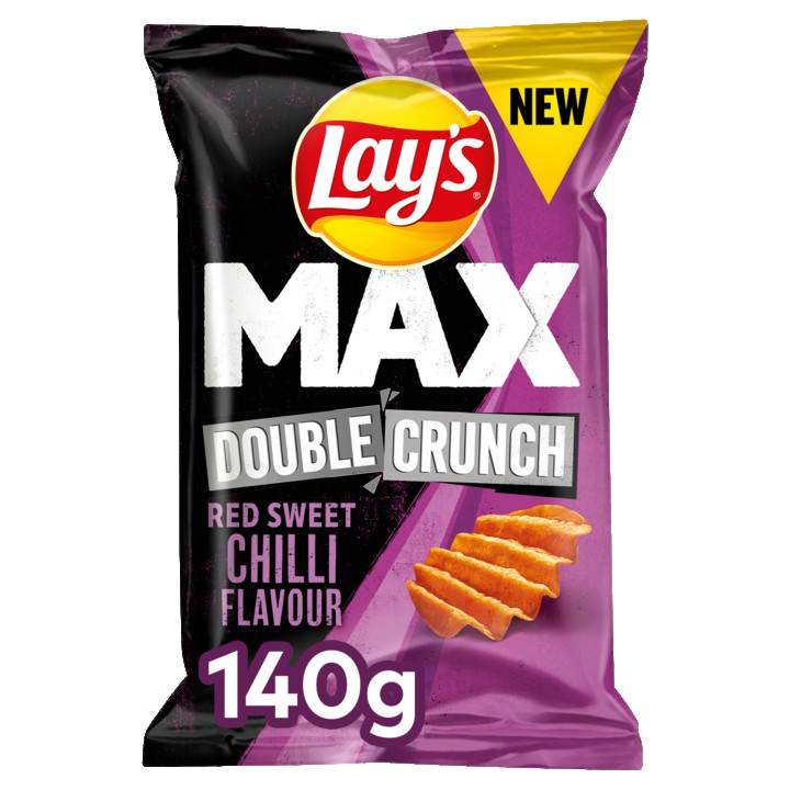 Lay&amp;#x27;s Max Double Crunch Ribbel Chips Red Sweet Chilli 140gr