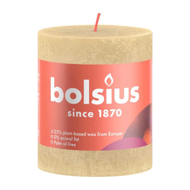 Bolsius Stompkaars rustiek shine beige 8 cm