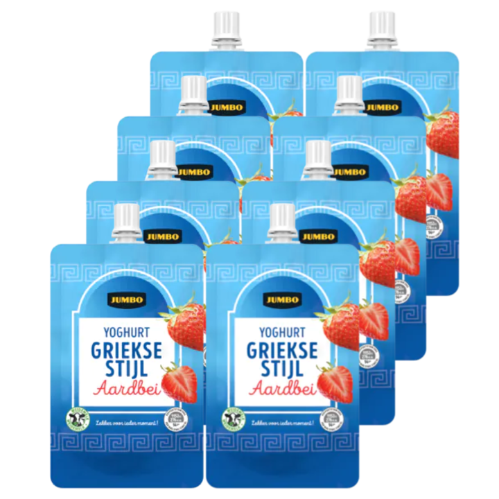 Jumbo Yoghurt Griekse Stijl Aardbei 8 x 200g